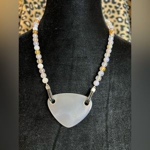 Jay King vintage necklace with large stone pendant. Made of .925 silver